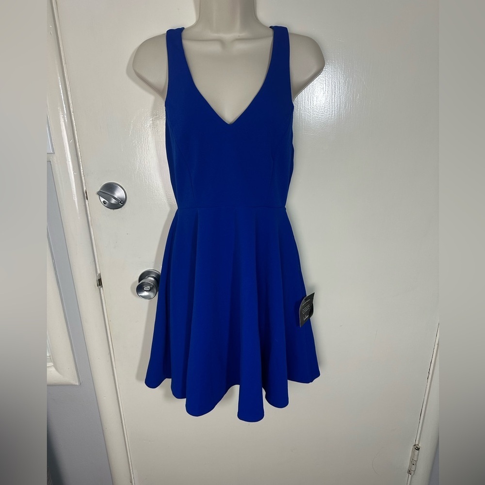 Lulu's Royal Blue V-Neck Fit & Flare Mini Dress